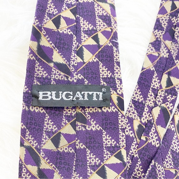 Bugatti Vintage 100% Italian Silk Abstract Men’s Luxury Tie - Picture 2 of 5